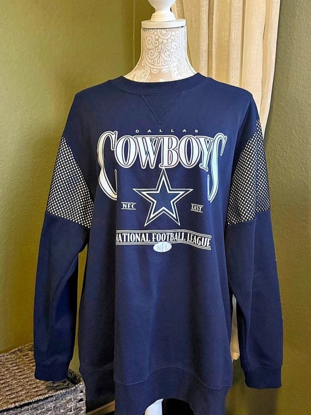 GameDay Couture Dallas Cowboys Velocity Star Embellished Crew Sweatshirt Blue &